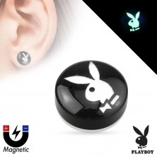 Plug falso magnetico all'orecchio - cerchio nero con immagine coniglietto Playboy