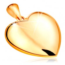Ciondolo realizzato in oro giallo 14K - cuore sporgente reversibile, superficie lucida