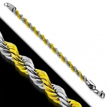 Bracciale in acciaio 316L, due colori, catena con modello di corda ritorta