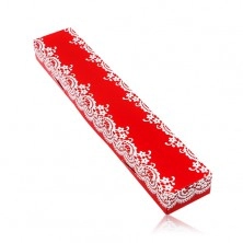 Scatola rossa per regalo, catena o bracciale, modello merletto bianco