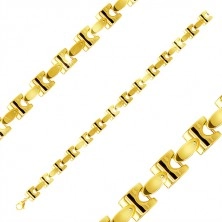 Bracciale in acciaio colore dorato, catena lucida composta da maglie angolari