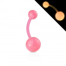 Piercing all'ombelico in Bioflex - palline con piccole bolle, si illumina al buio