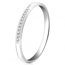 Anello in oro bianco 14K con diamante - linea brillante in piccoli diamanti chiari