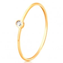 Anello in oro 585 con diamante chiaro e brillante in montatura, lati stretti