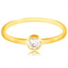 Anello in oro giallo 585 - zircone chiaro, rotondo in montatura brillante