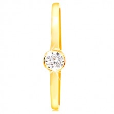 Anello in oro giallo 585 - zircone chiaro, rotondo in montatura brillante