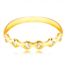 Anello in oro giallo 14K - ovali brillanti con zirconi chiari incastonati