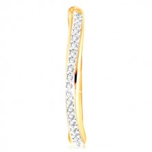 Anello in oro 14K - linea brillante arcuata in zirconi chiari e oro bianco