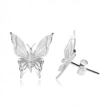 Orecchini in argento 925, farfalla con intagli incisi sulle ali