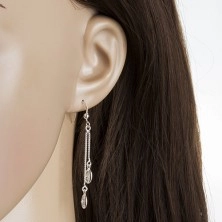 Set in argento 925 - collana e orecchini, ovali in zirconi chiari sulle catene