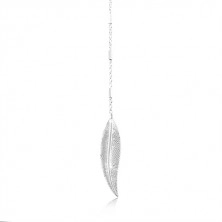 Collana in argento 925, foglia sottile incisa pendente su catena