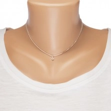 Collana in argento 925, catena brillante con maglie angolari, zircone chiaro
