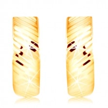 Orecchini in oro 14 - arco con intagli brillanti su diagonale