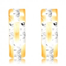 Orecchini in oro 14K - arco opaco con linee brillanti in oro bianco