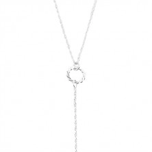 Collana in argento 925, cerchio, prisma sottile su catena e catena spirale