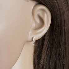 Set in argento 925, orecchini e collana - linea arcuata in zirconi chiari