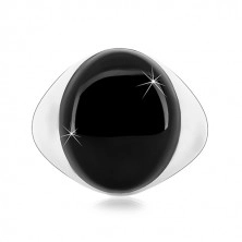 Anello in argento 925 con smalto ovale nero e lati brillanti