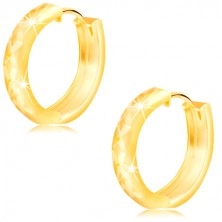 Orecchini in oro giallo 14K - cerchi opachi con reticolo brillante