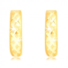 Orecchini in oro giallo 14K - cerchi opachi con reticolo brillante