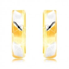 Orecchini in oro 14K - strisce opache in due colori con linee brillanti