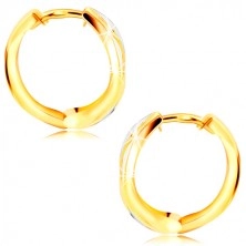 Orecchini in oro 585 in due colori - cerchi, due linee intrecciate