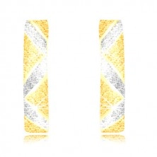 Orecchini in oro 585 - strisce in zigzag e linee in oro bianco, superficie sabbiata