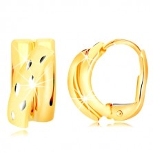 Orecchini in oro 14K - semiarchi brillanti decorati con arco diagonale opaco