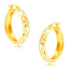 Orecchini rotondi in oro 14K - perline in oro bianco, piccoli ritagli