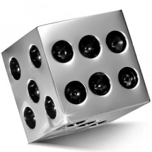 Ciondolo in acciaio inox - quadrato brillante in color argento, punti neri
