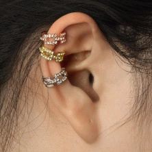 Piercing falso all'orecchio - contorni uniti di rettangoli incisi con zirconi