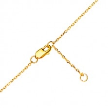 Bracciale in oro 14K - catena sottile brillante, mezzaluna incisa con zirconi