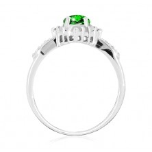 Anello in argento 925 - rombo in zircone chiaro, zircone verde rotondo