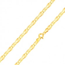 Bracciale in oro 14K - maglie allungate con rettangolo, maglie con ritagli, 200 mm