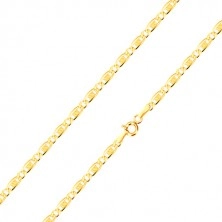 Bracciale in oro giallo 14K - maglia ovale, maglia allungata con rete, 190 mm