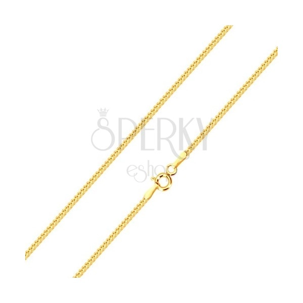 Catena brillante in oro giallo 14K, linea di maglie unite su diagonale, 500 mm