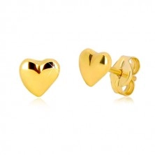 Orecchini in oro giallo 9K - cuore brillante asimmetrico