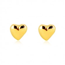 Orecchini in oro giallo 9K - cuore brillante asimmetrico