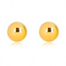 Orecchini in oro giallo 375 - semplice semicerchio, superficie brillante, 7 mm