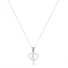 Collana in argento 925 -  forma di cuore con zirconi brillanti, linea a forma di cuore