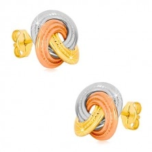 Orecchini in oro 14K - nodi a tre colori, anelli più larghi