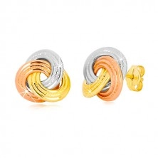 Orecchini in oro 14K - nodi a tre colori, anelli più larghi