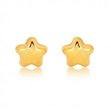 Orecchini in oro giallo 9K - stella brillante con cinque punte, perno e farfalla