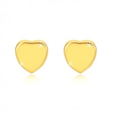 Orecchini in oro giallo 14K - cuore simmetrico brillante, perno e farfalla