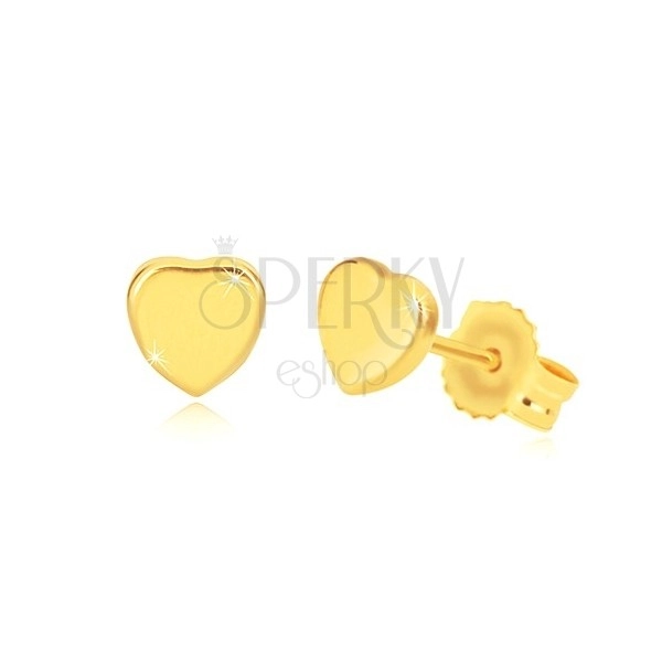 Orecchini in oro giallo 14K - cuore simmetrico brillante, perno e farfalla