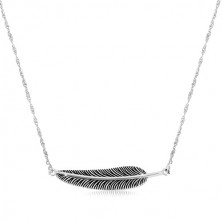 Collana in argento 925 - catena a spirale e piuma patinata