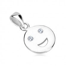 Ciondolo in argento 925 - icona brillante facciono sorridente con occhi brillanti in zircone