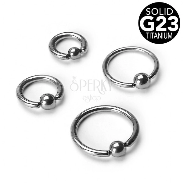 Piercing di titanio anello con pallina, larghezza 1 mm
