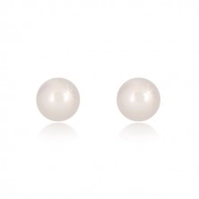 Orecchini in oro bianco 14k - perla arrotondata in color bianco