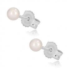 Orecchini in oro bianco 14k - perla arrotondata in color bianco