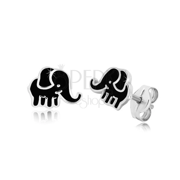 Orecchini in argento 925 - elefante con smalto nero